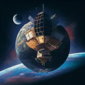 Lone satellite orbiting Earth symbolizing space technology - Image 3