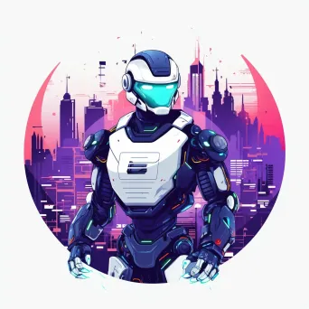 Futuristic robot in digital cityscape logo - Image 1