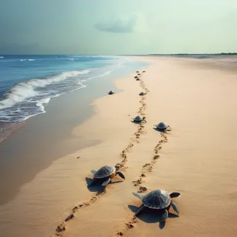 Secluded beach with sea turtles heading to the ocean - Image 4