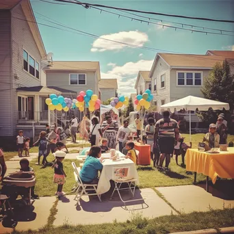 Families and kids enjoying a neighborhood block party - Image 1