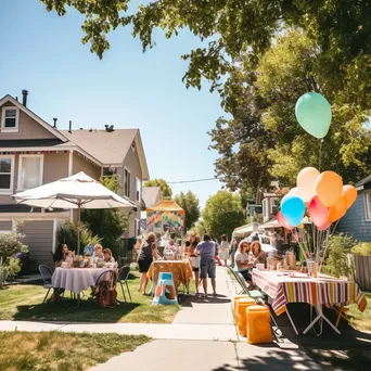 Families and kids enjoying a neighborhood block party - Image 4