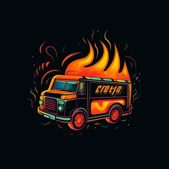 Bold and energetic logo design with truck icon and flames - Image 2