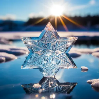 Image of a snow crystal on the verge of melting, showcasing nature