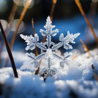 Image of a snow crystal on the verge of melting, showcasing nature