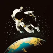 Illustration of an astronaut floating in the zero gravity of space with the Earth in the background - Image 3