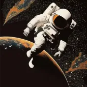 Illustration of an astronaut floating in the zero gravity of space with the Earth in the background - Image 4