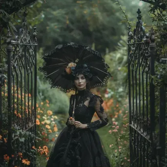 Vintage portrait of a Victorian lady in lush garden - Image 2