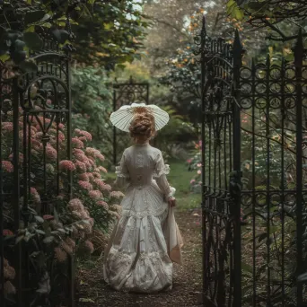 Vintage portrait of a Victorian lady in lush garden - Image 4