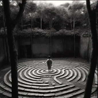 Person standing at labyrinth entrance ready to enter - Image 3