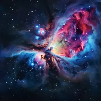 Colorful nebula in deep space with swirling gases and bright stars - Image 2