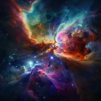 Colorful nebula in deep space with swirling gases and bright stars - Image 4