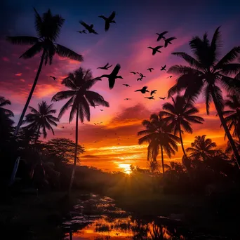 Jungle Sunset Silhouettes