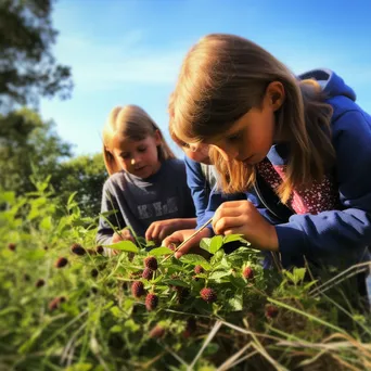 Children foraging in the hedgerow during family activity - Image 1