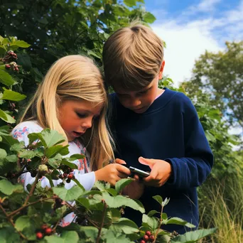 Children foraging in the hedgerow during family activity - Image 3