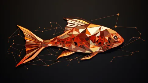 Geometric representation of koi fish in shades of orange and gold - Image 1