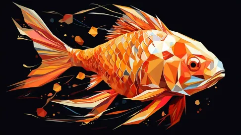 Geometric representation of koi fish in shades of orange and gold - Image 2