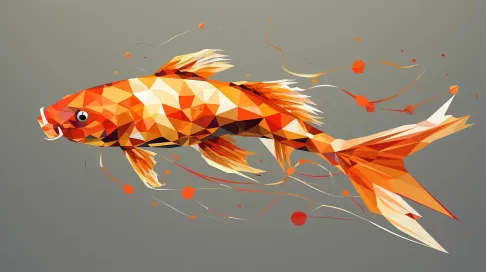 Geometric representation of koi fish in shades of orange and gold - Image 3