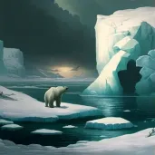 Image of an icy Arctic landscape with a polar bear in the distance - Image 3