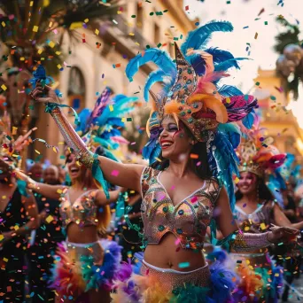 Colorful carnival parade with dancers and confetti - Image 3