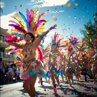 Colorful carnival parade with dancers and confetti - Image 4