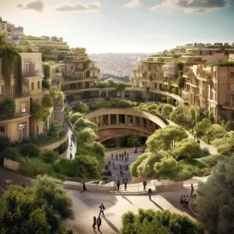 Eco-friendly city with green spaces and pedestrians - Image 2