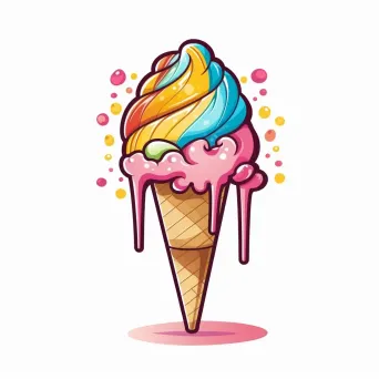 Delicious melting ice cream with rainbow sprinkles logo for ice cream parlor - Image 2