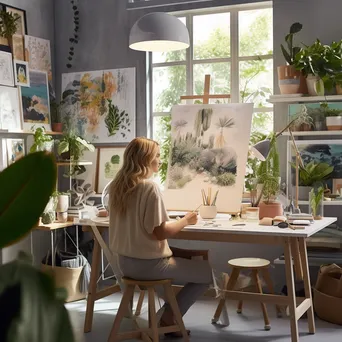 Woman using laptop in bright workspace - Image 4