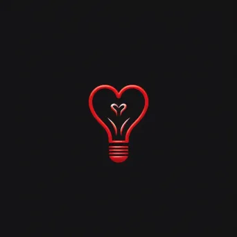 Logo featuring a monoline illustration of a light bulb with a heart filament, in red and black. - Image 1