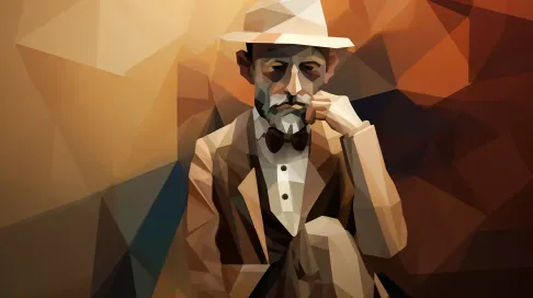 Low poly portrait of a distinguished poet in muted earth tones - Image 1