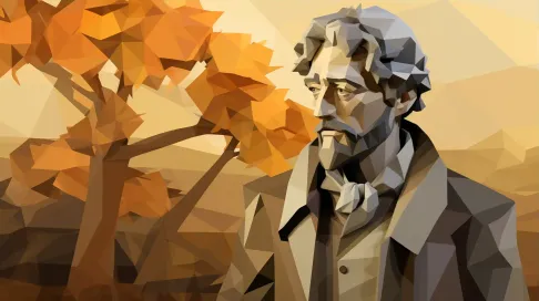 Low poly portrait of a distinguished poet in muted earth tones - Image 3