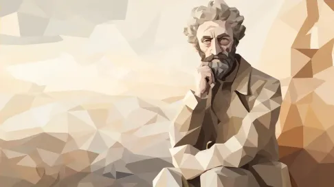 Low poly portrait of a distinguished poet in muted earth tones - Image 4