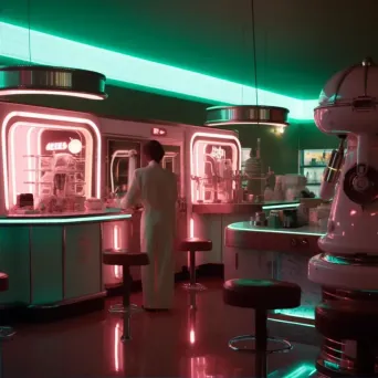 1950s-Style Diner in Futuristic Setting