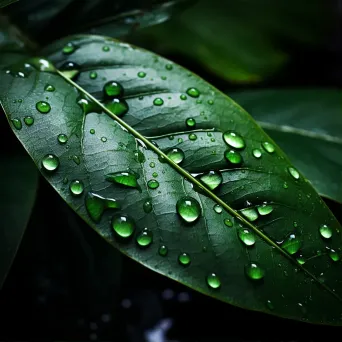 bright droplets dark leaf - Image 1