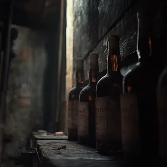 Close-up of vintage wine bottles in a cellar - Image 2