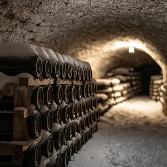 Close-up of vintage wine bottles in a cellar - Image 3