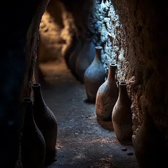 Close-up of vintage wine bottles in a cellar - Image 4