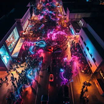 Street view of vehicles adorned with neon lights - Image 4