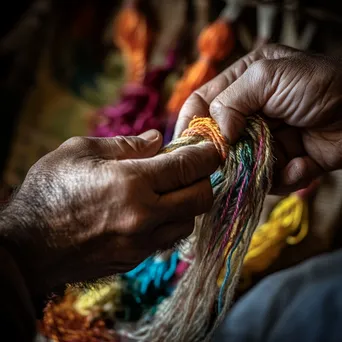 Artisan hand-weaving a decorative rope piece - Image 4