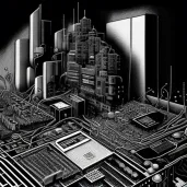 Abstract cityscape of connectivity on a computer motherboard - Image 1