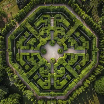 Symmetrical garden maze with hedges - Image 2