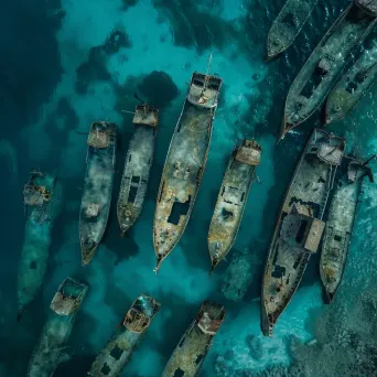 Shipwreck Graveyard with Sunken Vessels