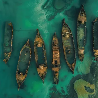 Shipwreck graveyard with sunken vessels underwater - Image 2