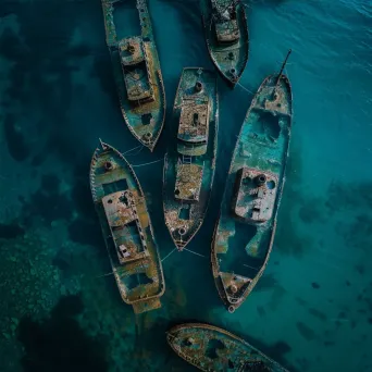 Shipwreck graveyard with sunken vessels underwater - Image 4