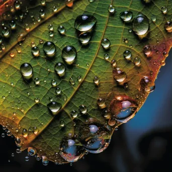 Microscopic view of leaf surface with dewdrops - Image 3