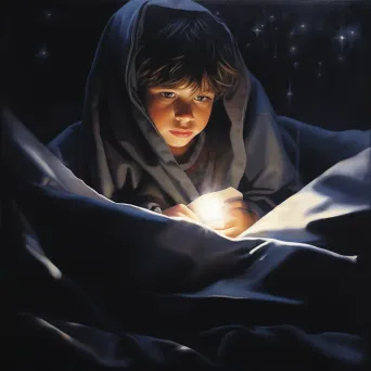 Child reading under blanket with flashlight creating a cozy atmosphere - Image 2