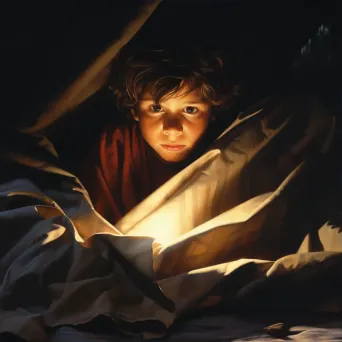 Child reading under blanket with flashlight creating a cozy atmosphere - Image 3