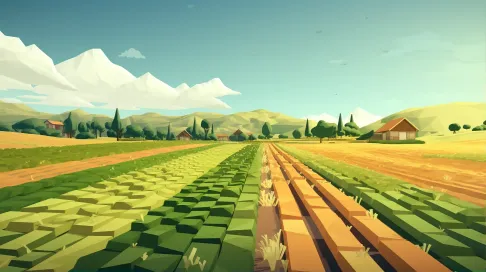 Polygonal depiction of a serene farming field - Image 1