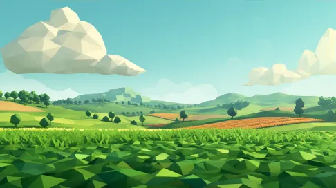 Polygonal depiction of a serene farming field - Image 3