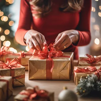 Christmas Gift Wrapping Close-up