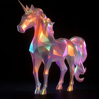 Sparkling ethereal low poly unicorn with art deco hints - Image 3